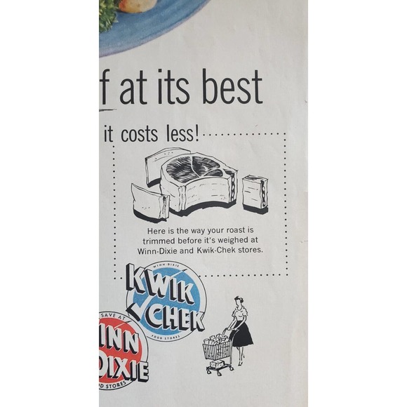 Winn Dixie and Kwik Check Beef Magazine Advertisement 1961 - Picture 4 of 4